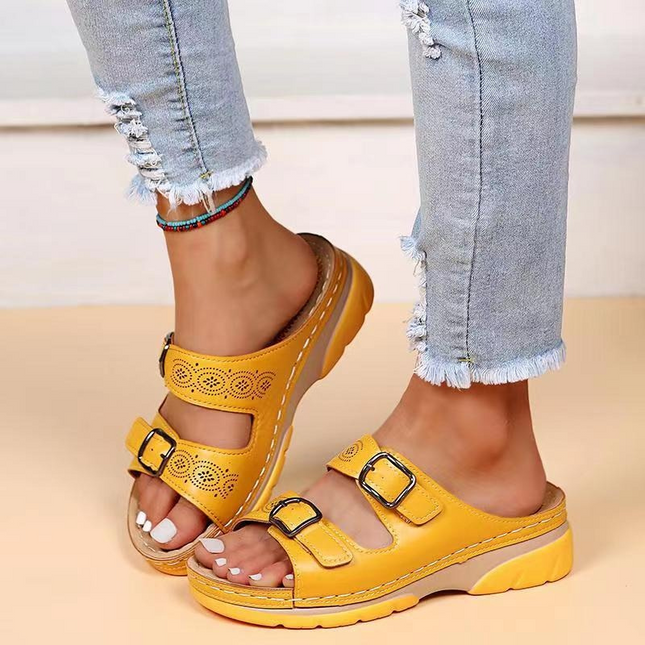 Yvaine | Comfort Wedge Sandals – Orthopedic Double Buckle