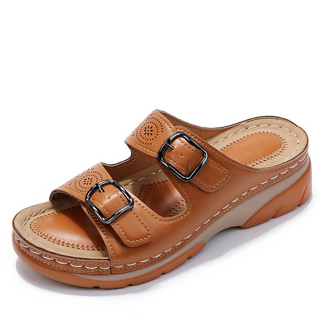 Yvaine | Comfort Wedge Sandals – Orthopedic Double Buckle