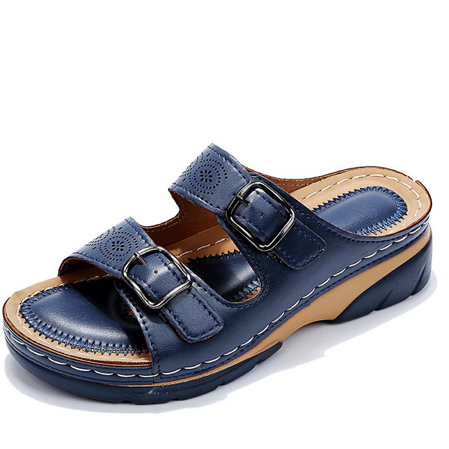 Yvaine | Comfort Wedge Sandals – Orthopedic Double Buckle