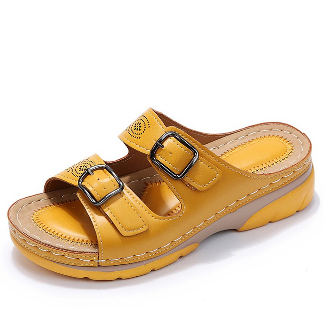 Yvaine | Comfort Wedge Sandals – Orthopedic Double Buckle