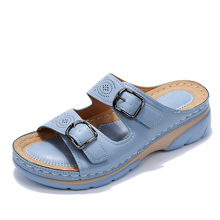 Yvaine | Comfort Wedge Sandals – Orthopedic Double Buckle