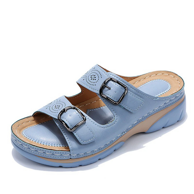 Yvaine | Comfort Wedge Sandals – Orthopedic Double Buckle