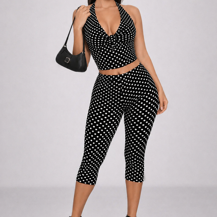 Zinnia | Chic Two Piece Outfit – Halter Top & Capri Trousers