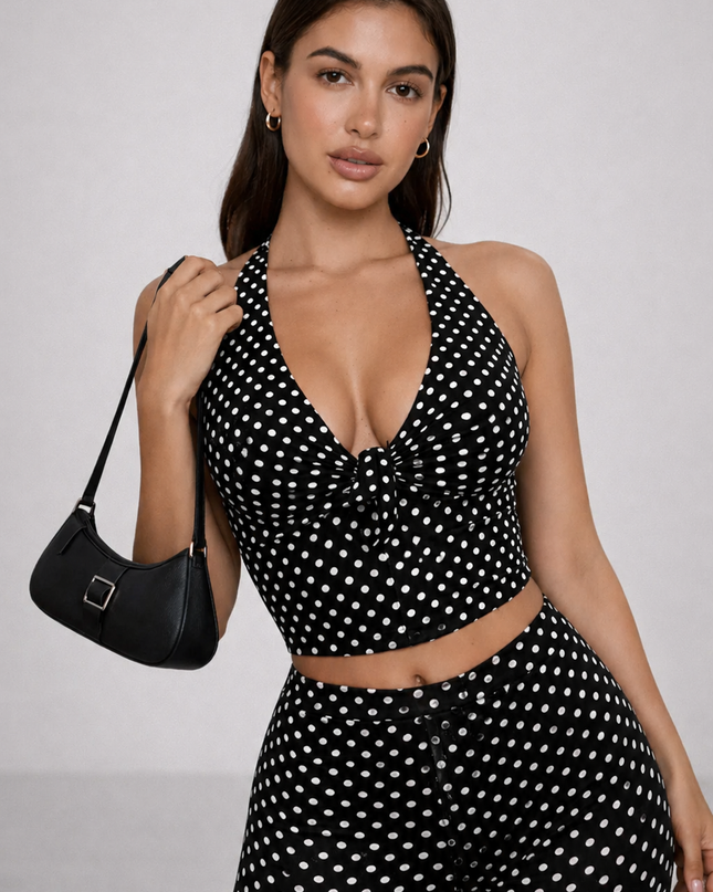 Zinnia | Chic Two Piece Outfit – Halter Top & Capri Trousers